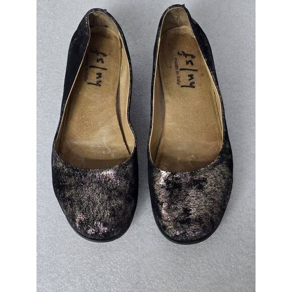 fslny Brown Snakeskin Suede Mini Wedge Size 8 Made In Italy Slip On - Picture 1 of 6